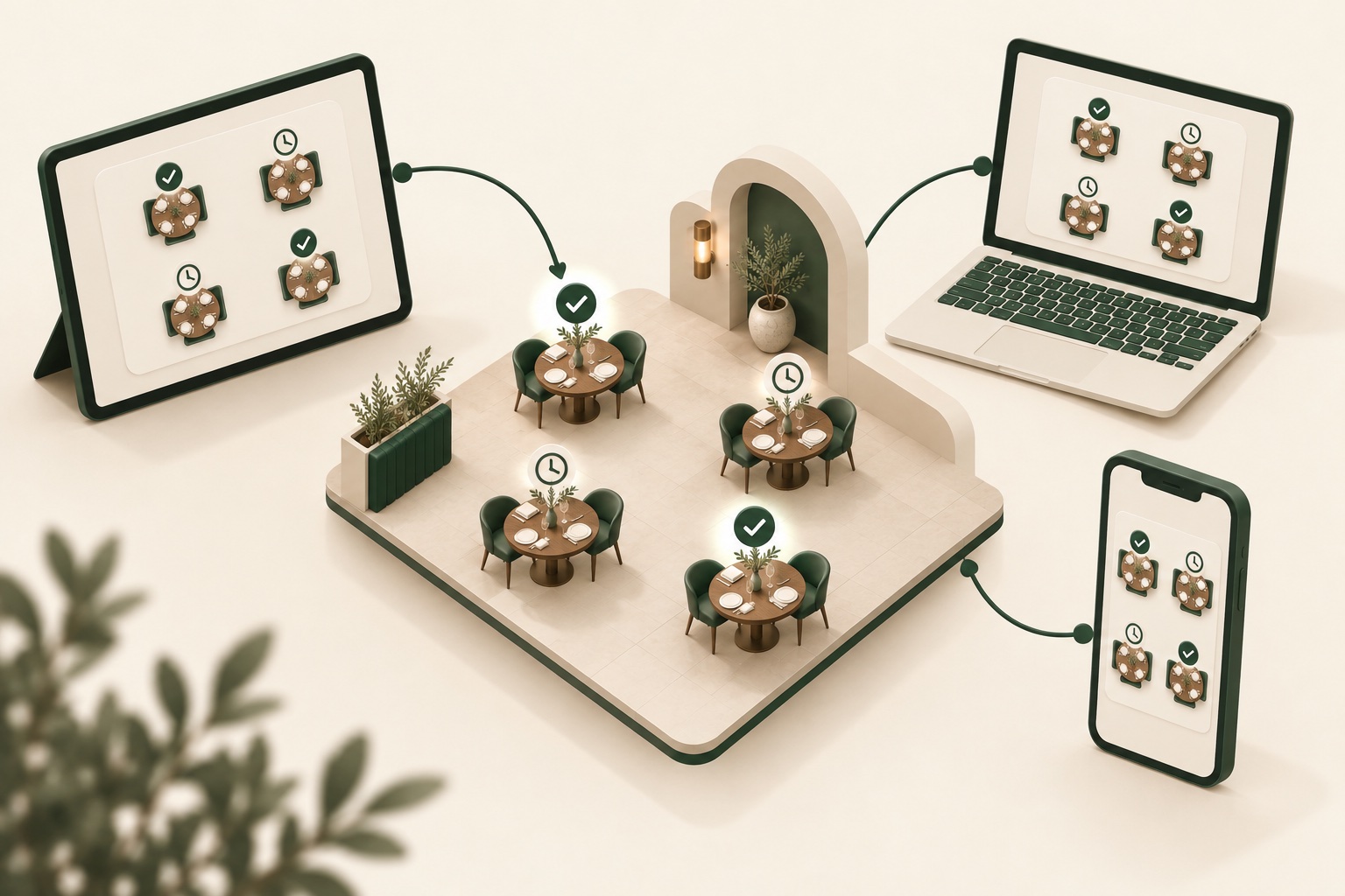 Illustrazione: i collaboratori condividono la sala da telefono, tablet e computer