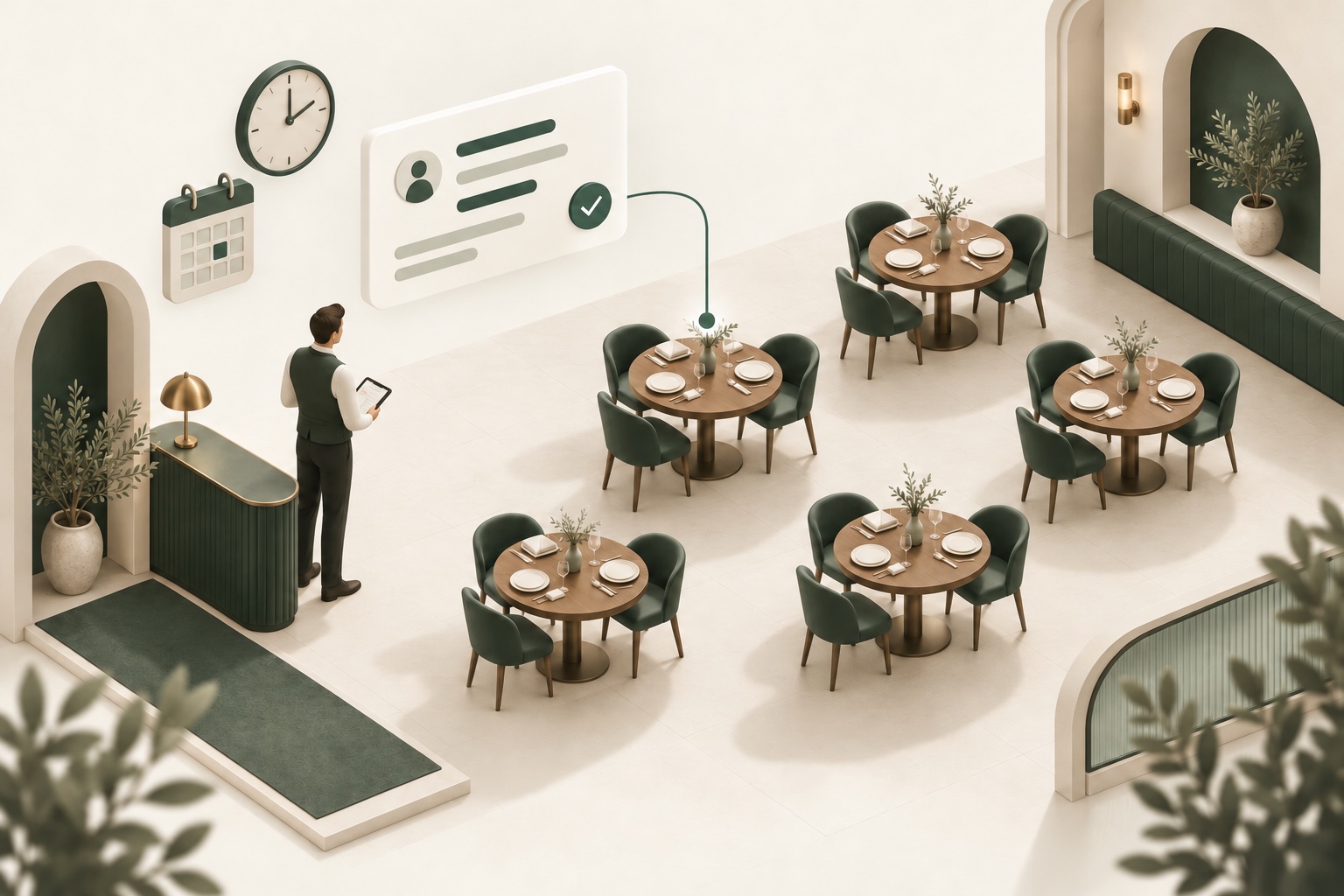 Illustrazione della gestione di prenotazioni e tavoli